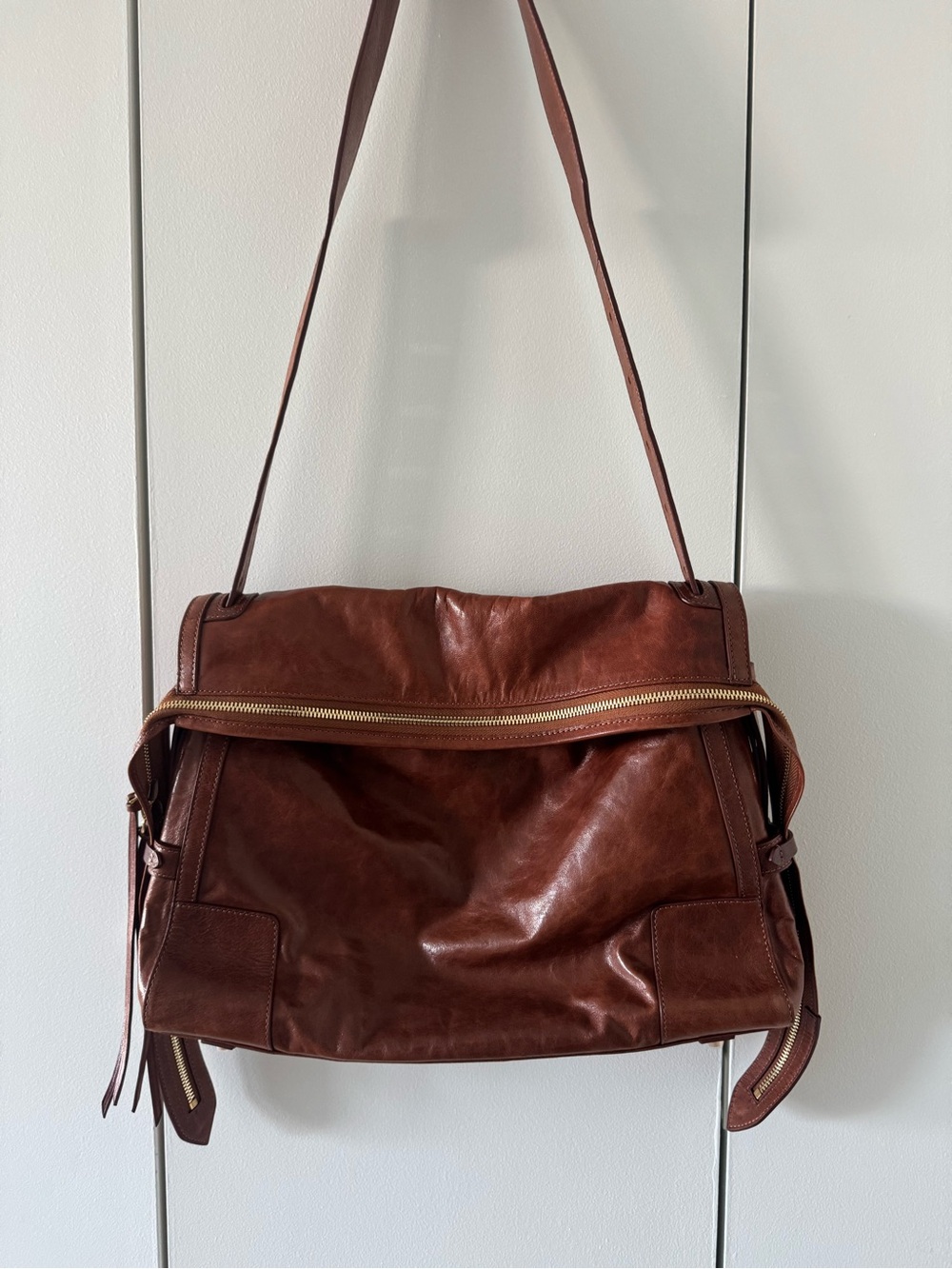 Brown Leather Shoulder Bag - Classic Women's Crossbody